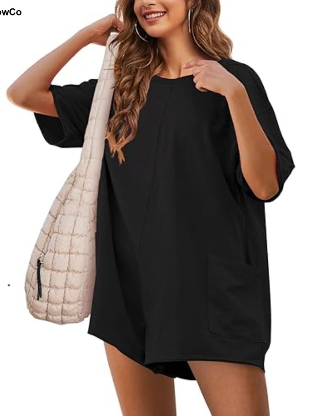 Casual Oversized Romper with Pockets Stretchy Athletic Jumpsuit
